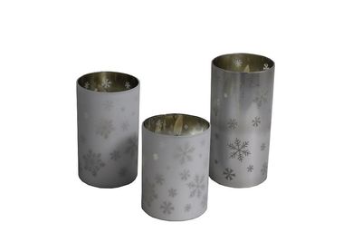 Bougie Art Collection en verre avec cire véritable, effet 3D et minuterie, lot de 3