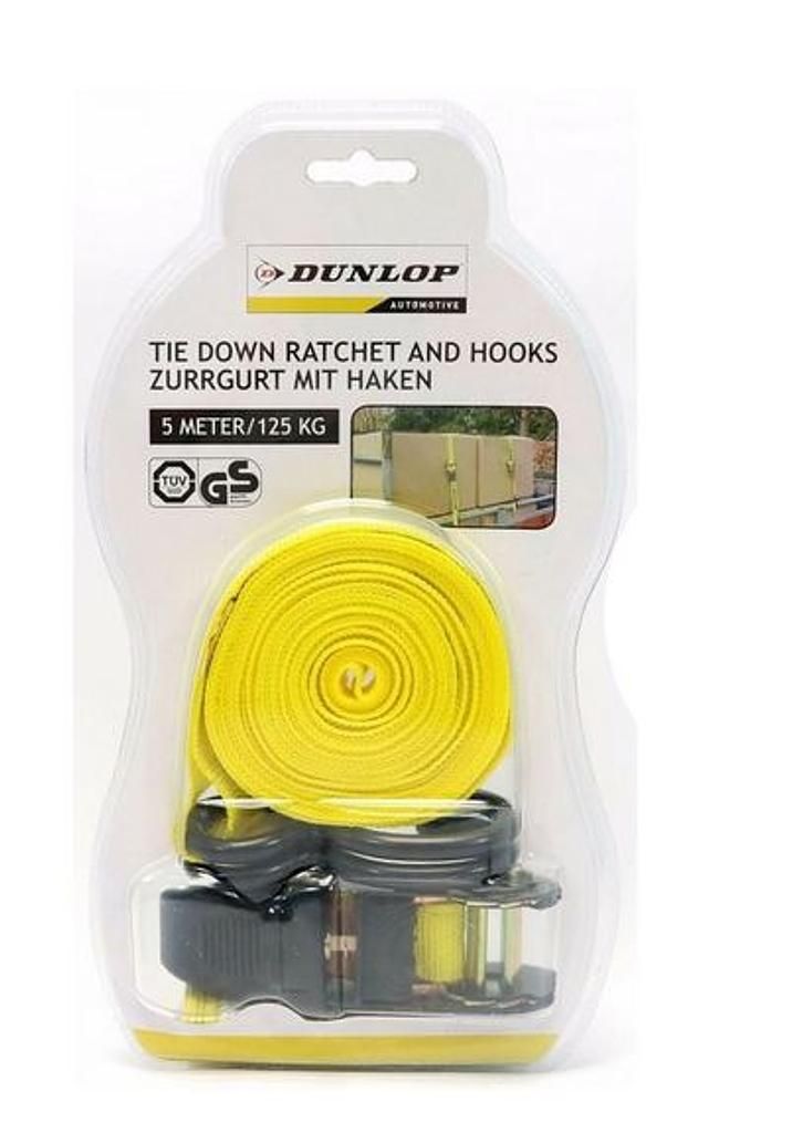Dunlop ratchet straps with hooks, 5m