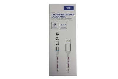 Setty Magnetic USB Cable 1m 2A LED