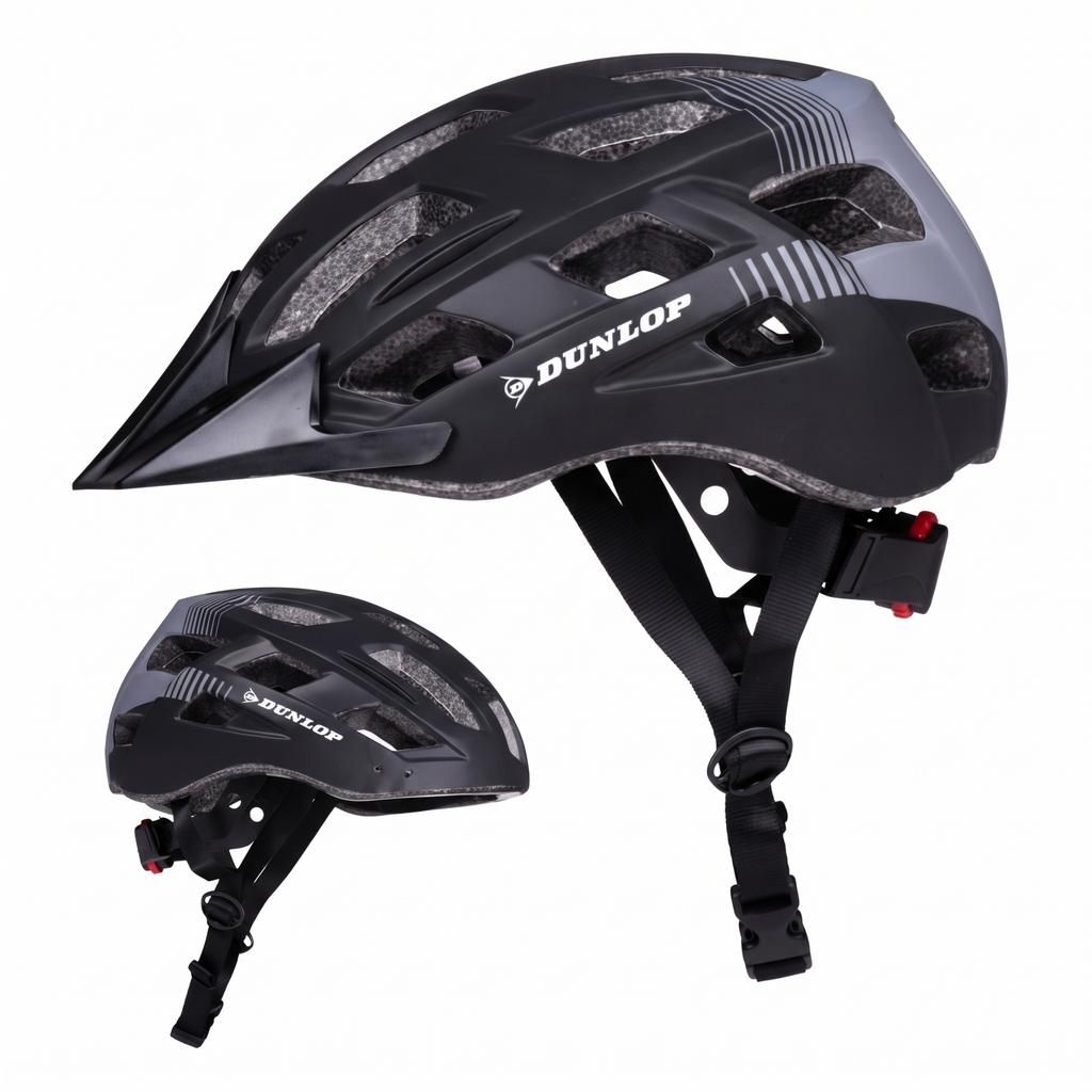 Dunlop bicycle helmet with visor &amp; LED