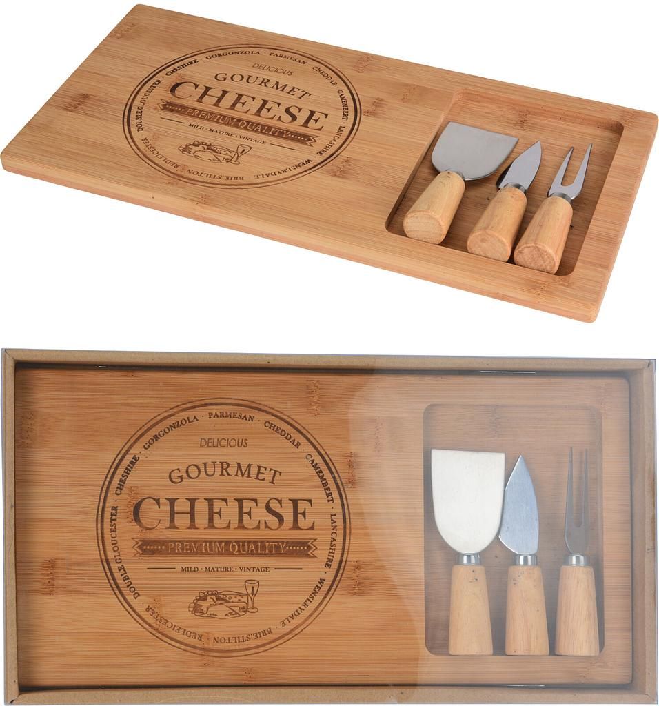 CHAMP Bamboo Cheese Board Set