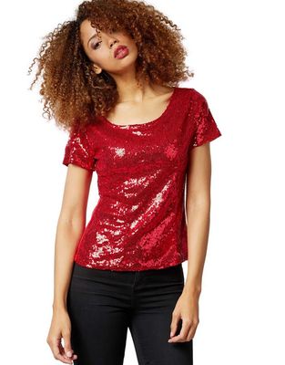 Dress for fun Kostüm "Pailletten-Kurzarm-Shirt"