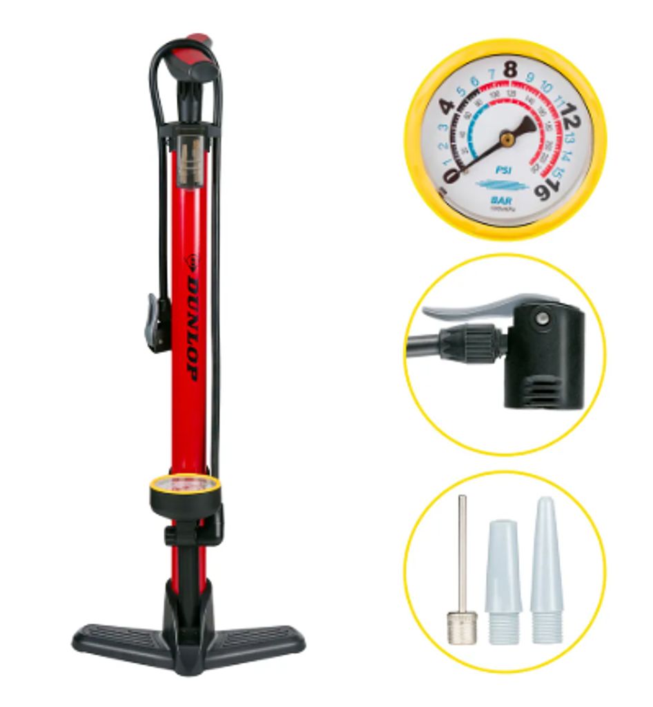 Dunlop Fahrradpumpe mit Druckanzeige