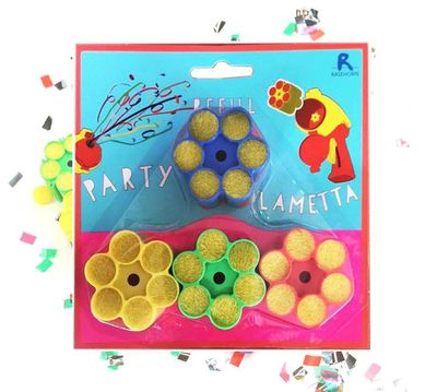 Rasehorn tinsel ammunition for confetti gun, 4 cartridges of 6 shots each