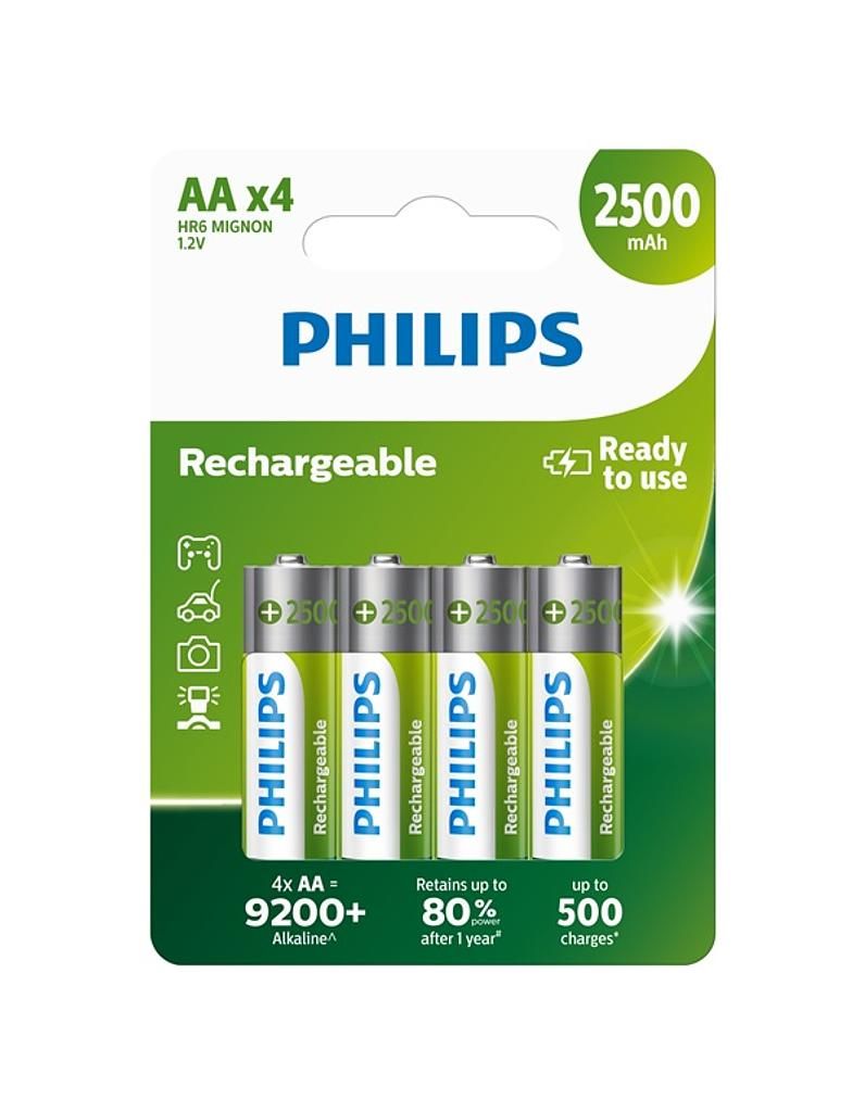 Philips Rechargeable Batteries, 4-Pack