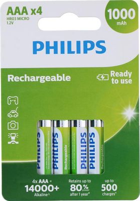 Philips AAA Rechargeable Batteries, 4-Pack