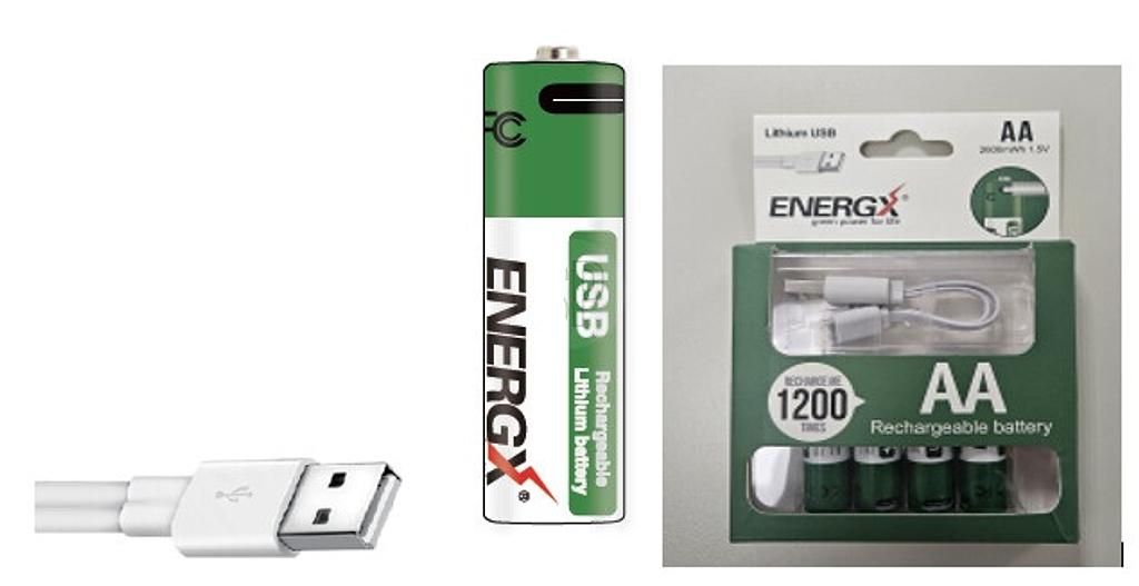 CHAMP Rechargeable AA Lithium Batteries with USB-C – Pack of 4