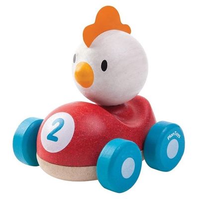 Plantoys "Chicken Racer" wooden car with chicken