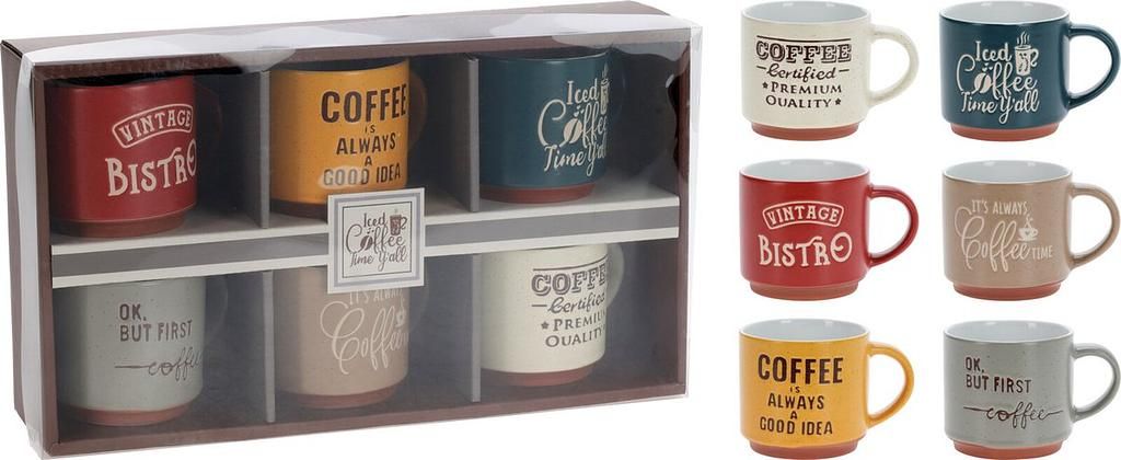 CHAMP Mugs, Earthenware, Set of 6