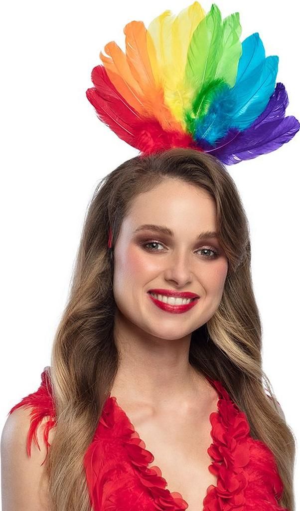 Boland hairband with rainbow feathers