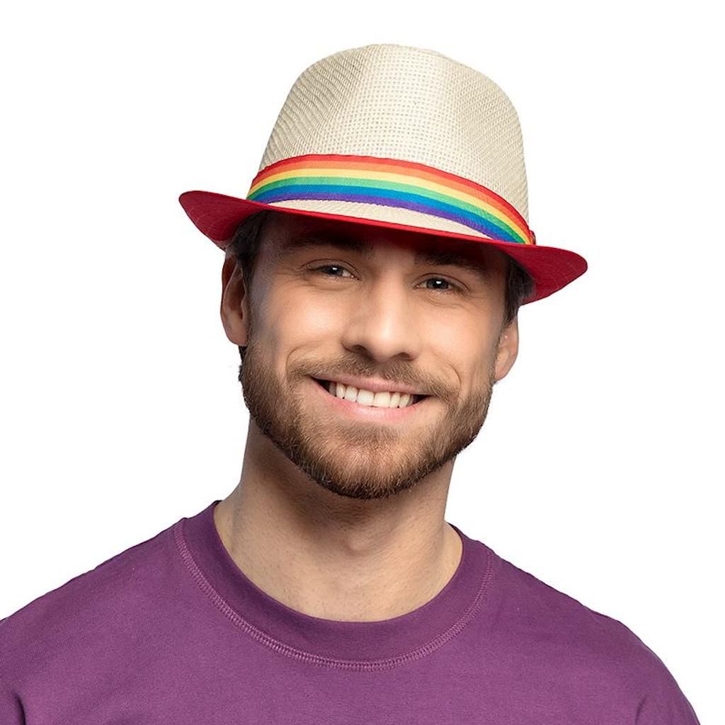 Boland straw hat with rainbow pride band