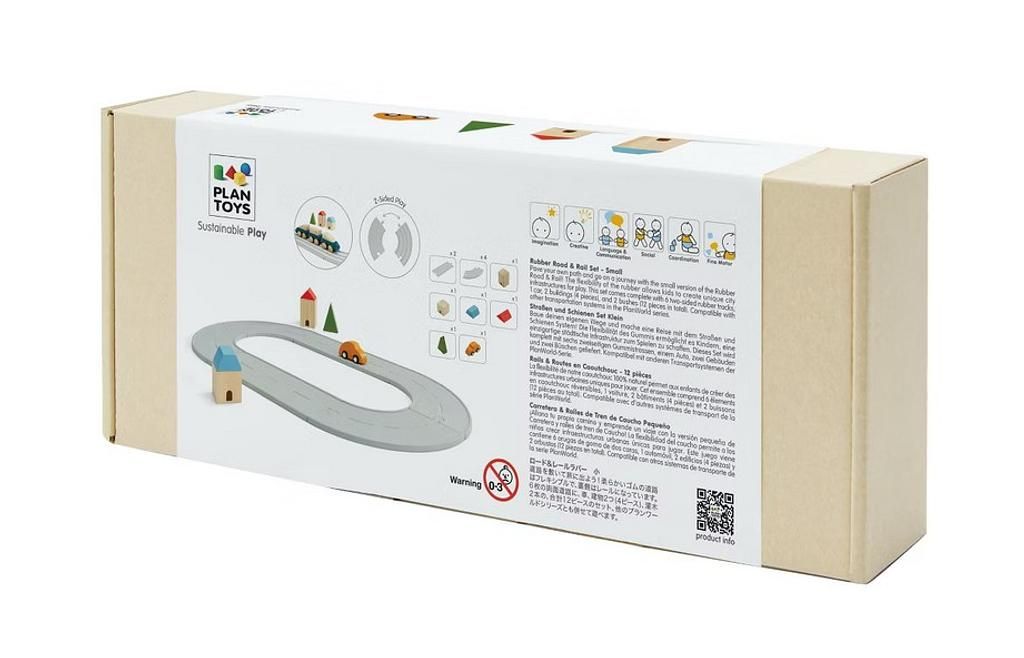 Plan Toys Rubber Road &amp; Rail Set