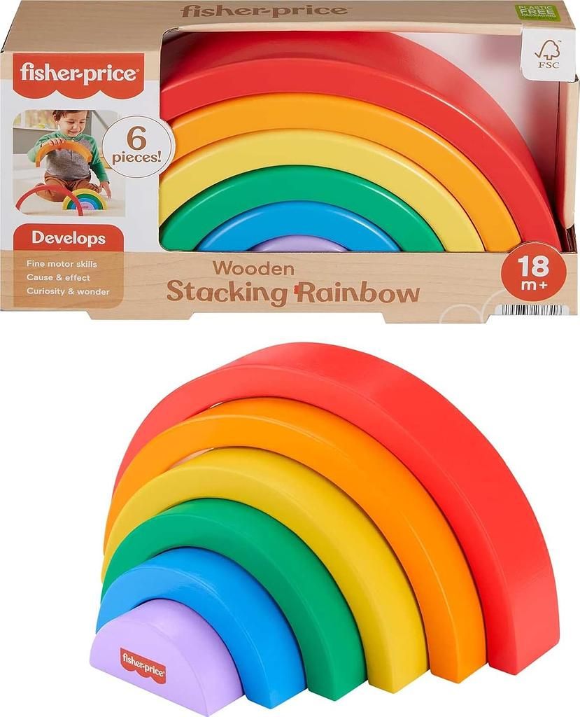 Fisher Price Holzspielzeug Regenbogen Stapelturm