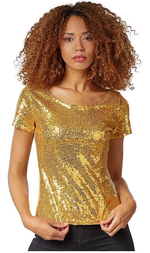 Dress for fun Kostüm "Pailletten-Kurzarm-Shirt"