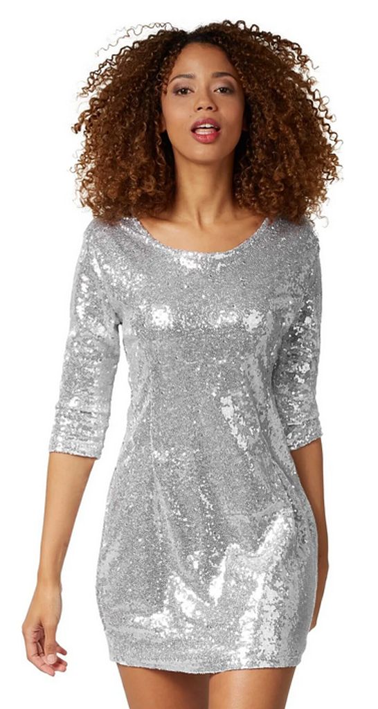 Dress for fun Damen Pailletten-Langarmkleid