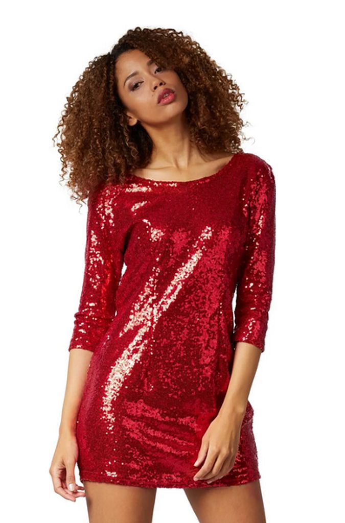 Dress for fun Damen Pailletten Kleid mit 3/4 Arm