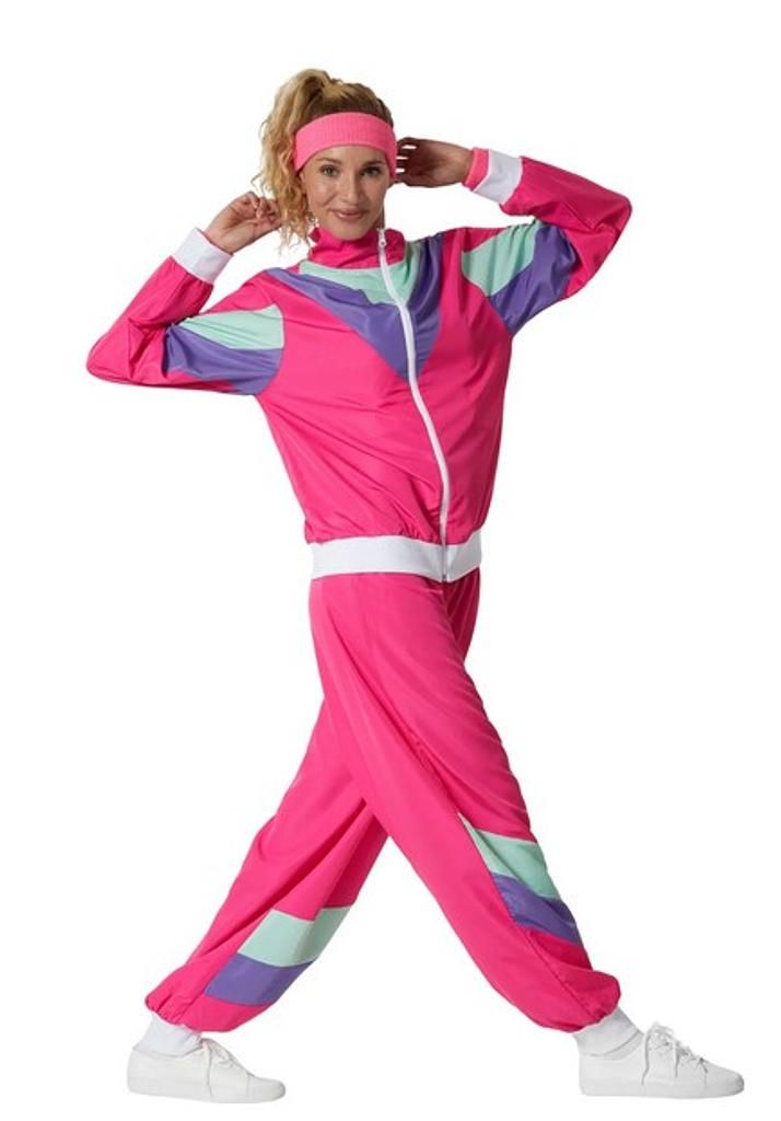 Dress for fun Damenkostüm Retro 80er 90er Jahre Jogginganzug Ugly