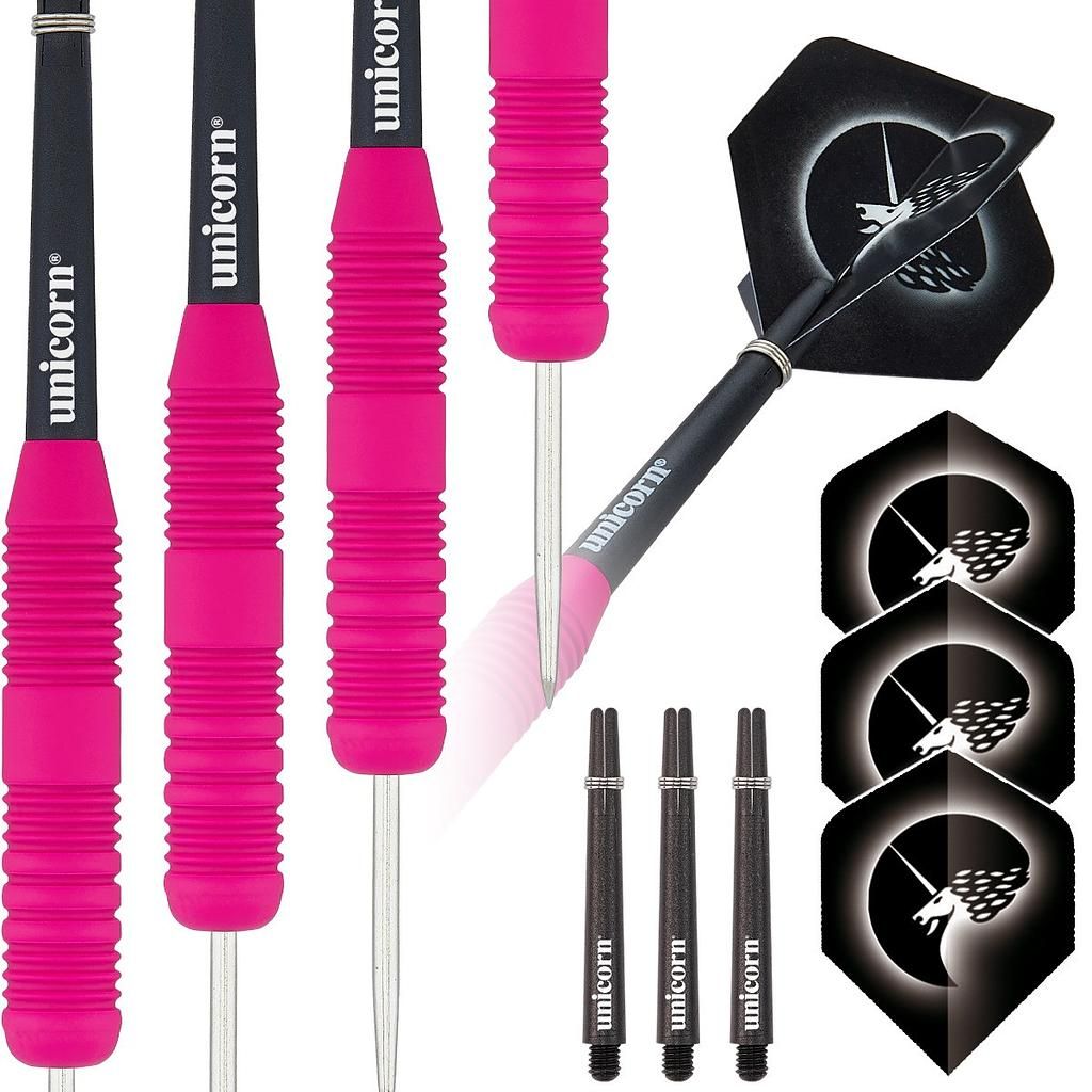Unicorn Core Plus Pink Rubberised Steel Tip Dart 24G
