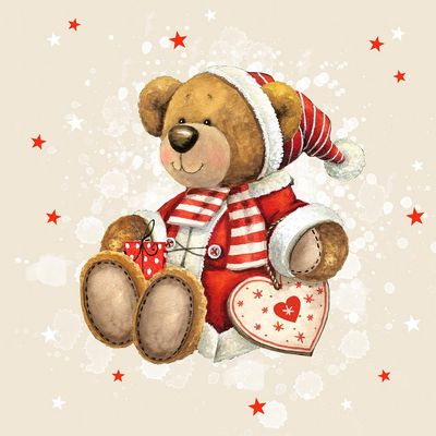 Braun&amp;Company Christmas Napkins "Christmas Teddy"