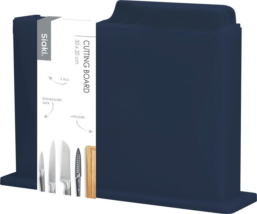 Siaki Collection Cutting Board 3-Piece Set with Holder