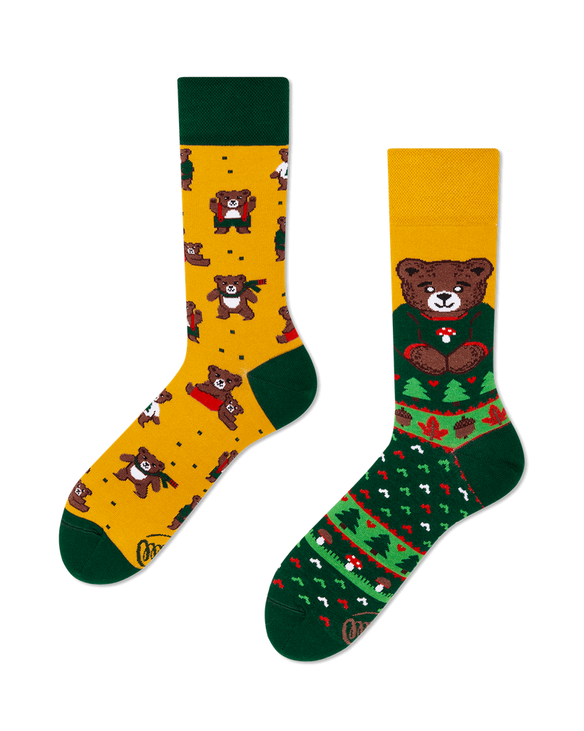 Many Mornings Socks with Bear Motif