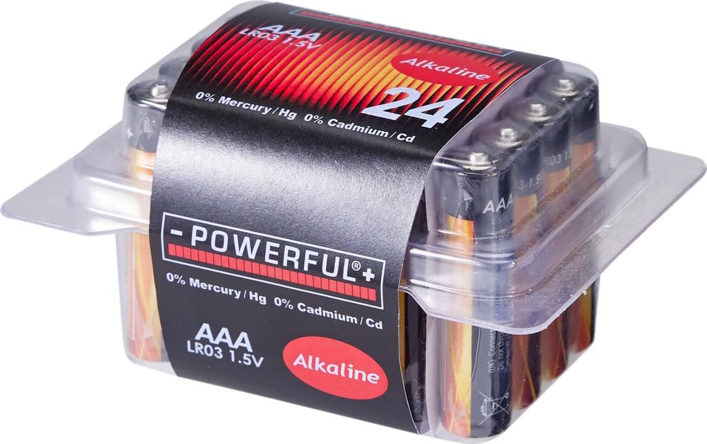 POWERFUL Alkali Batterien AAA LR03 Box à 24 Stk.