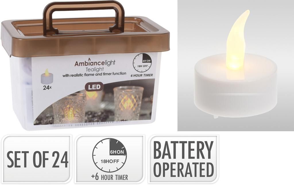 Ambiance LED Teelichter 24er Set flackernd warmweiss