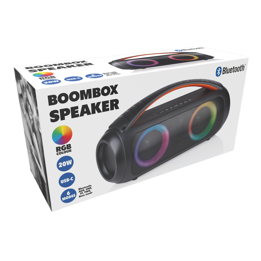 CHAMP Bluetooth Boombox Lautsprecher RGB 20W