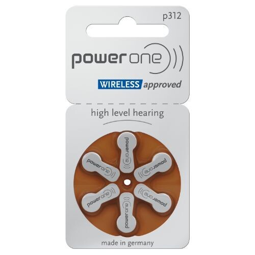 PowerOne Hearing Aid Batteries - Box of 10 Packs of 6 batteries, Battery Size: Size 312