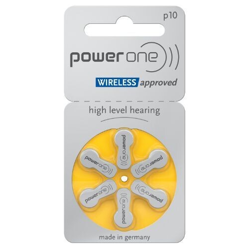 PowerOne Hearing Aid Batteries - Box of 10 Packs of 6 batteries, Battery Size: Size 10