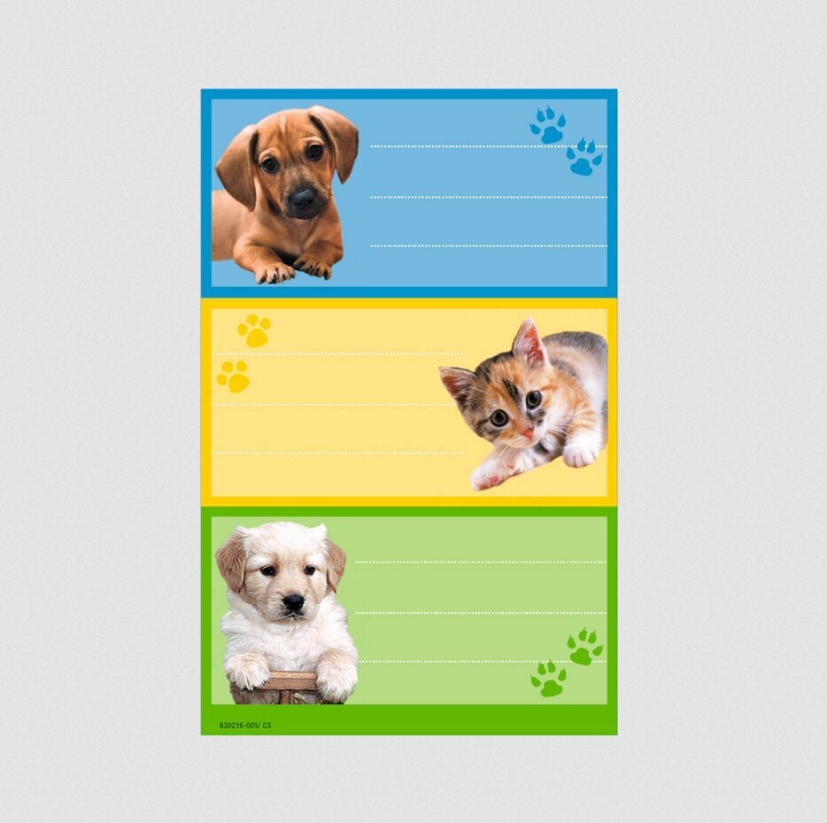 Herlitz Buchetiketten / Schuletiketten - TIERE
Inhalt: 3 Blatt à 3 Etiketten