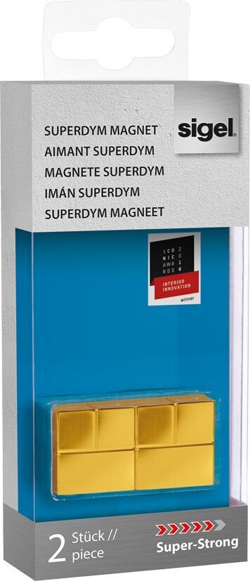Sigel SuperDym-Magnete C20, Cube Design
gold, 20 x 20 x 20 mm, super-strong - 2 Stück im Pack