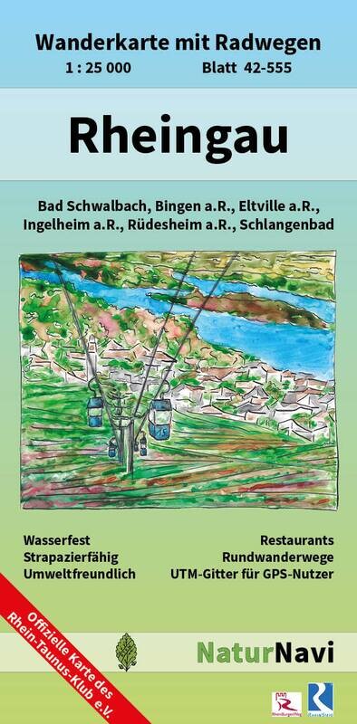 Rheingau Wanderkarte mit Radwegen Rheingau Wanderkarte mit Radwegen