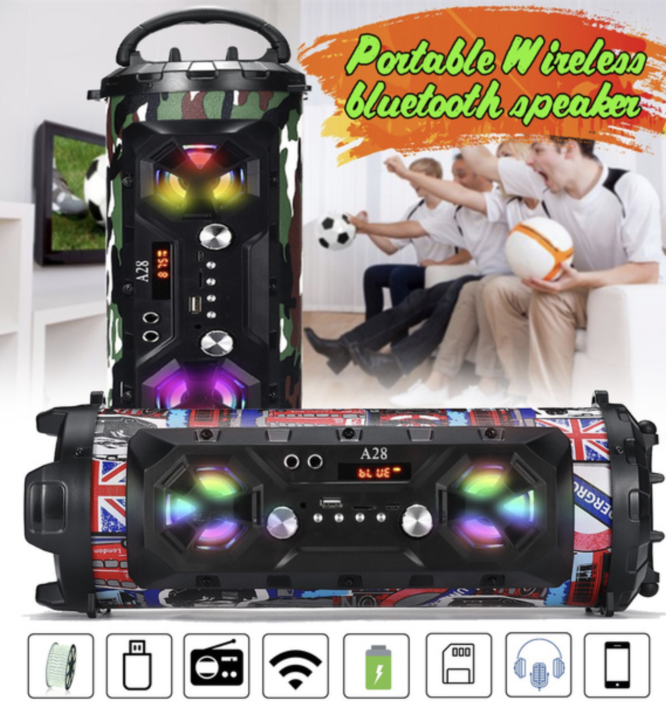 Draagbaar Cool LED-licht Draadloze luidspreker. Van 89,99 voor...