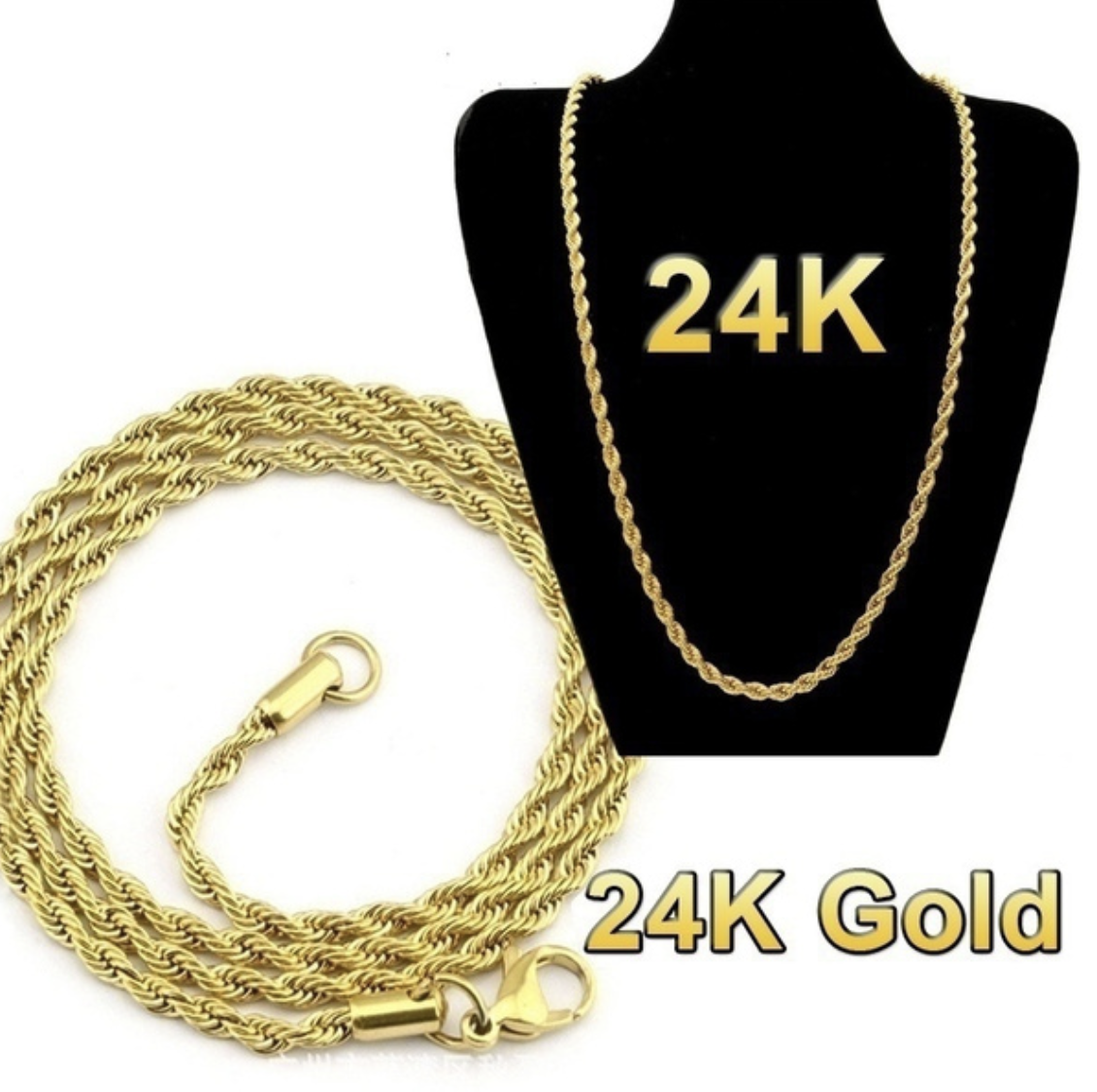 24-karaats gouden lange ketting voor heren en dames.