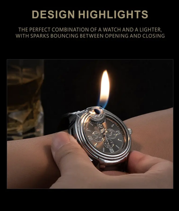 Toffe horloge (aansteker) een leuk cadeau idee.