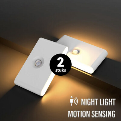 2 x Led Inductie nachtlampje, kastverlichting, USB oplaadbaar met sensor.