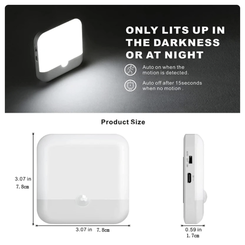 2 x led nachtlampje. Met bewegingssensor. Usb Oplaadbaar.