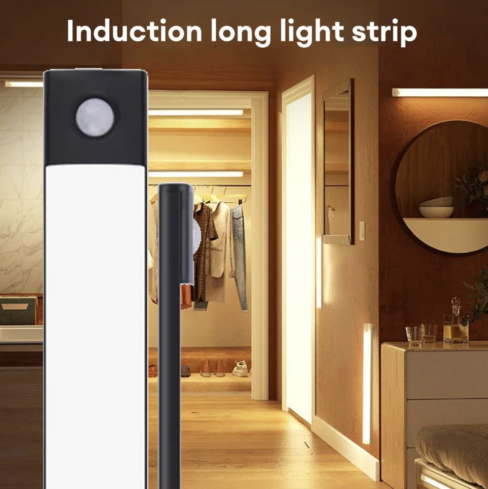Slim Bright Led balk - Led verlichting - PIR Bewegingssensor - USB oplaadbaar - 30 cm - Zwart - Kledingkast - Werkplaats - Trap.
