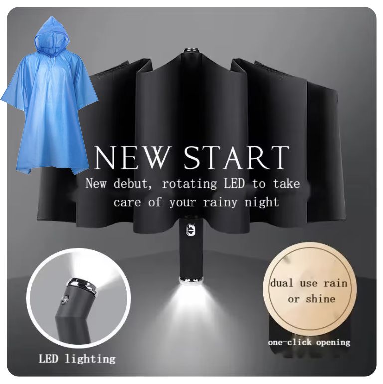 Led Paraplu - Opvouwbare Paraplu - Met gratis Rain Poncho - Draaibare Handgreep - Coating - Nacht Reizen - Zaklamp - Winddichte Paraplu - Cadeau - Strand - Golf. Led Paraplu - Opvouwbare Paraplu - Met gratis Rain Poncho - Draaibare Handgreep - Coating - Nacht Reizen - Zaklamp - Winddichte Paraplu - Cadeau - Strand - Golf.