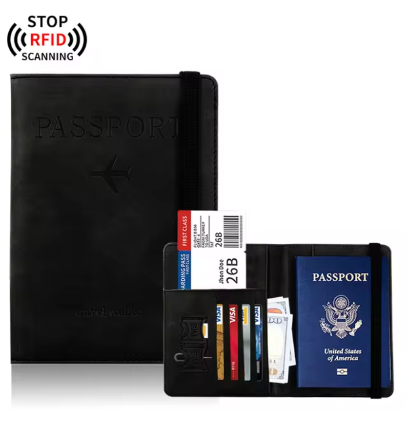 Rfid Blocking Paspoorthouder - Paspoorthouder - Portemonnee - Creditcard Houder - PU-leer - Zwart.