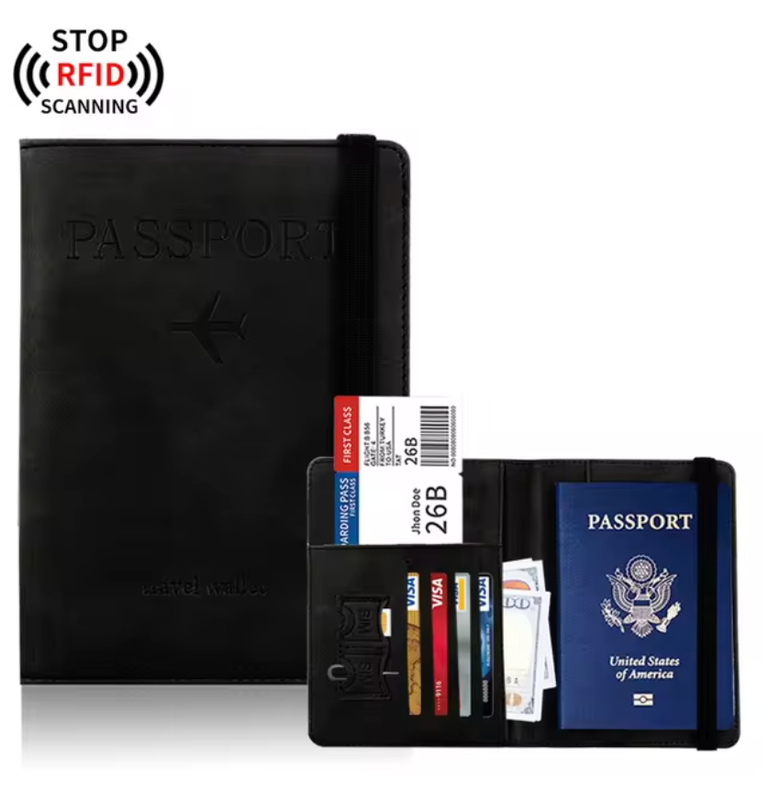 Rfid Blocking Paspoorthouder - Paspoorthouder - Portemonnee - Creditcard Houder - PU-leer - Zwart.
