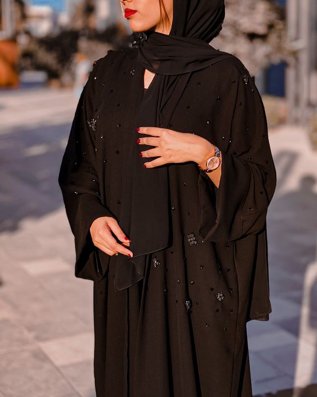 Linen Embellished Abaya