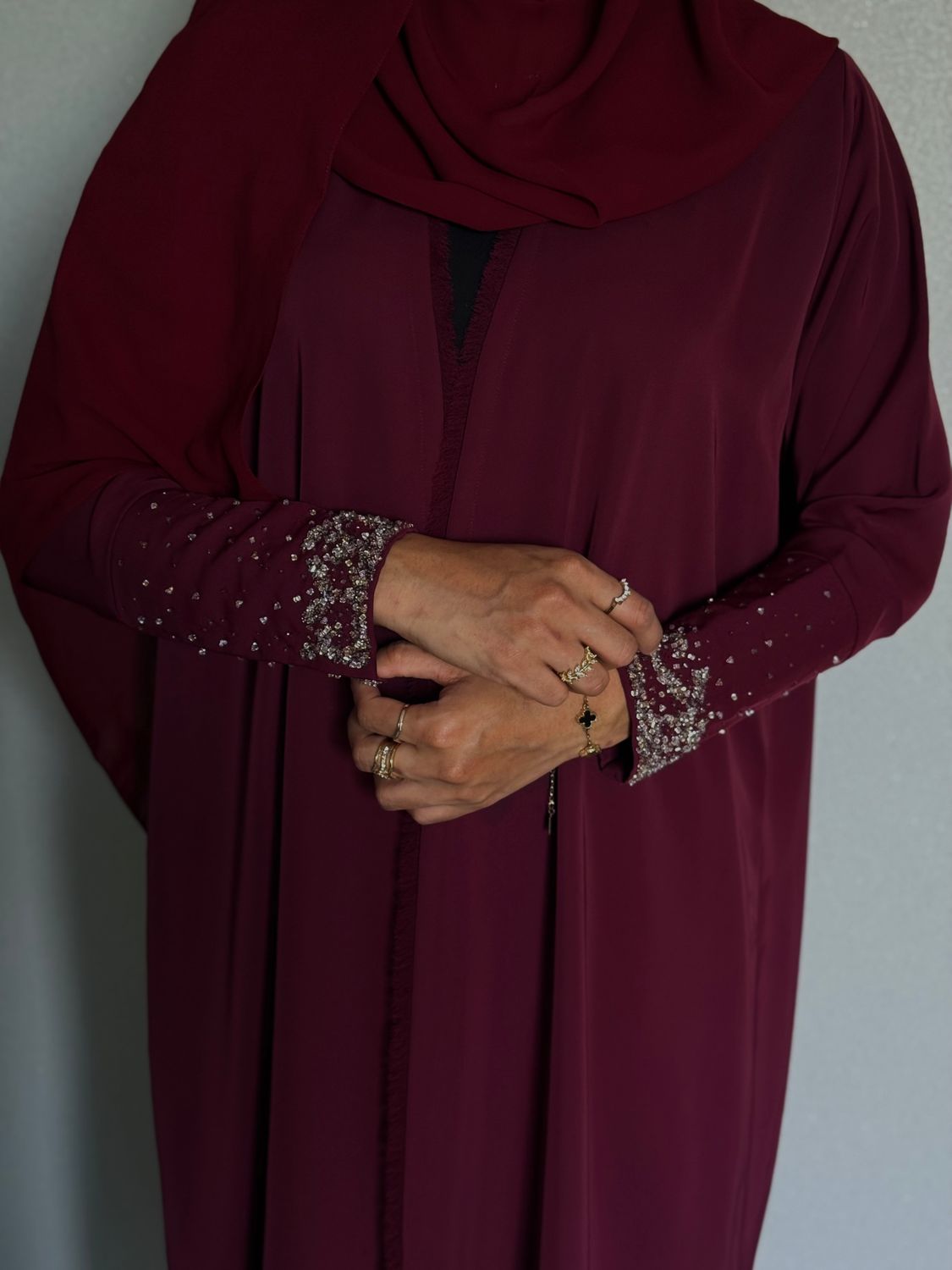Cherry embellished abaya