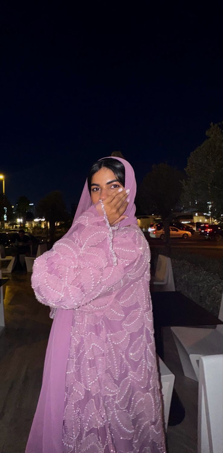 Pink Pearls &amp; Petals Abaya