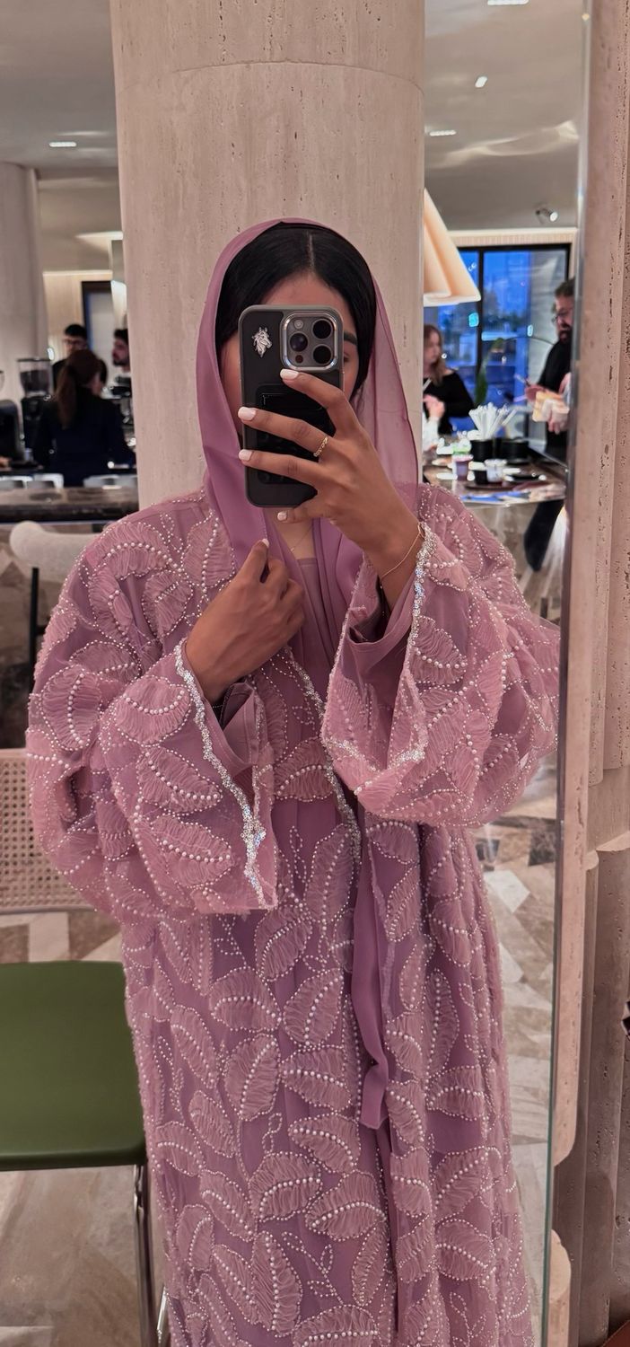 Pink Pearls &amp; Petals Abaya