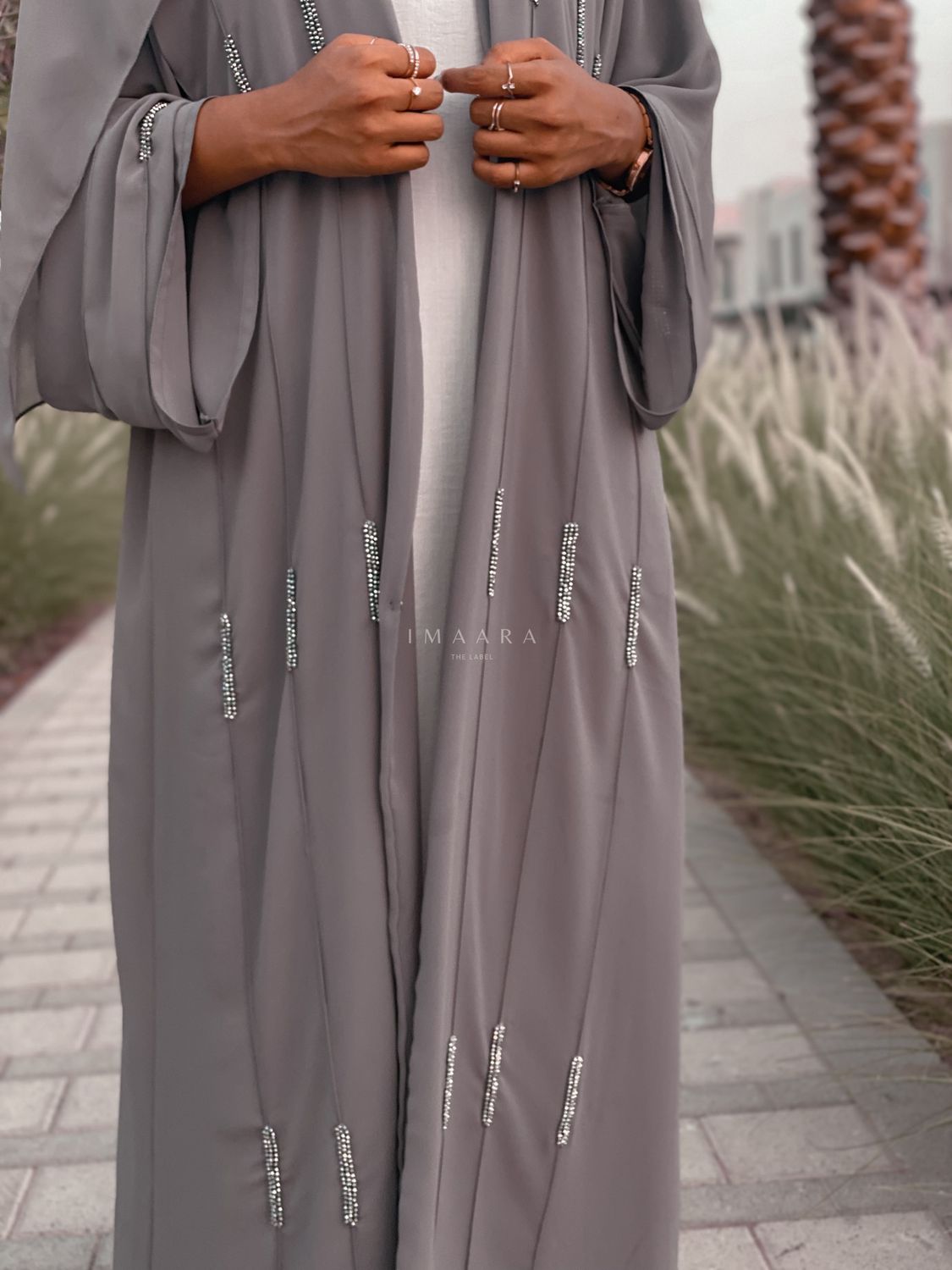 Grey Bands Abaya