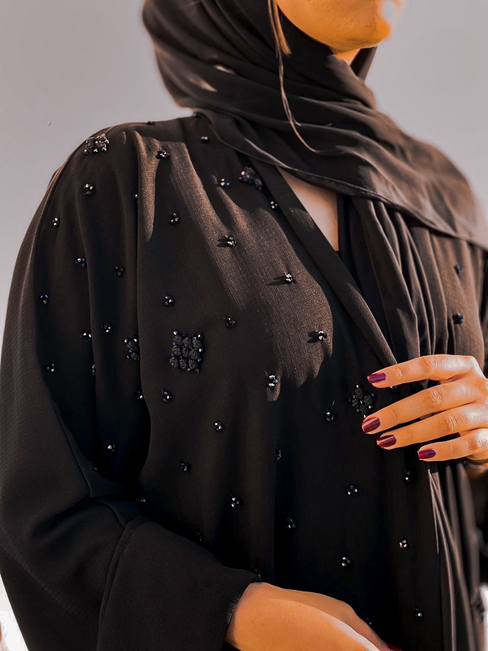 Linen Embellished Abaya
