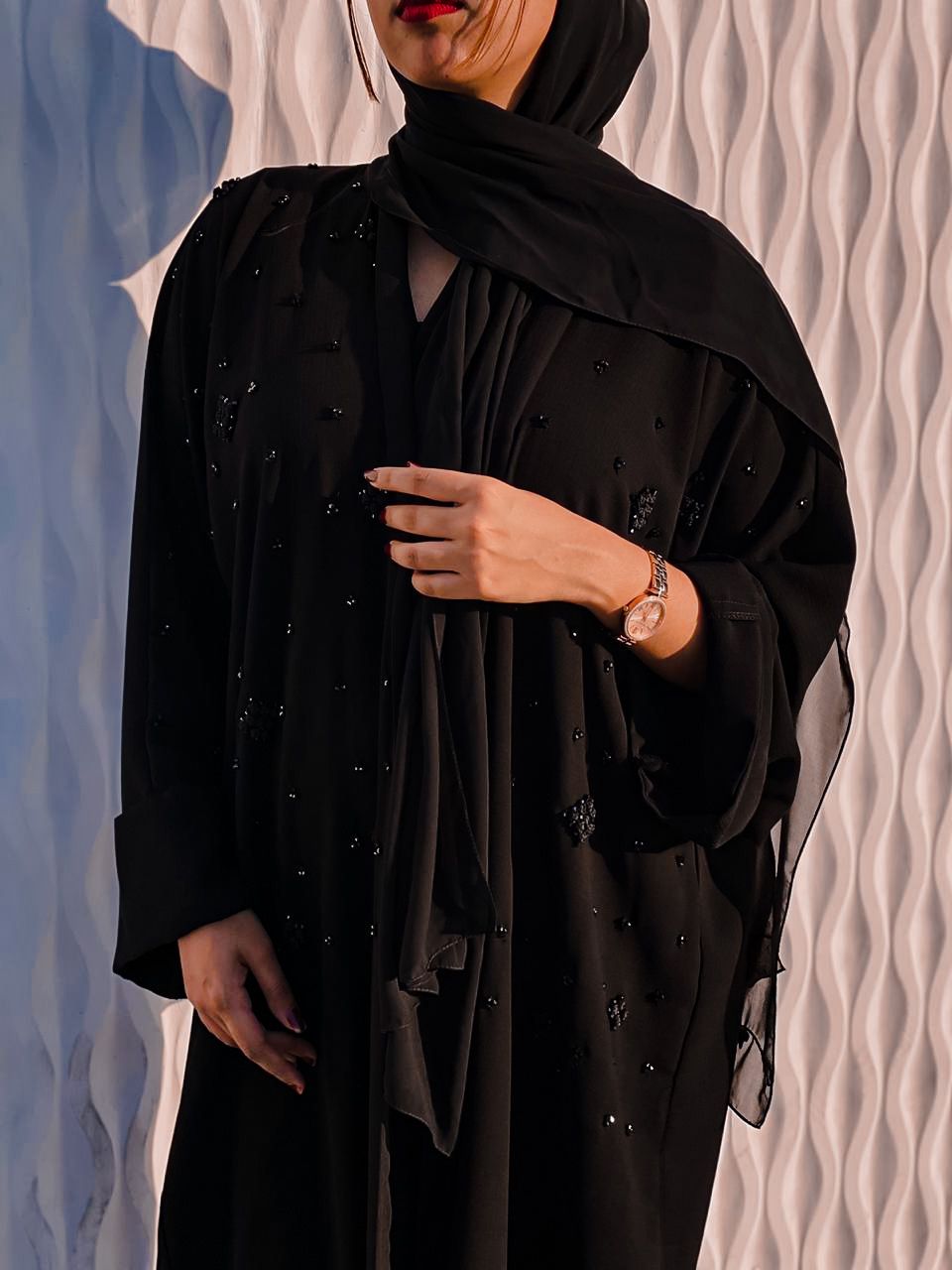 Linen Embellished Abaya