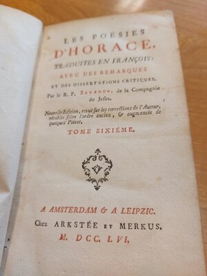 Livre poesies d'Horace 1756